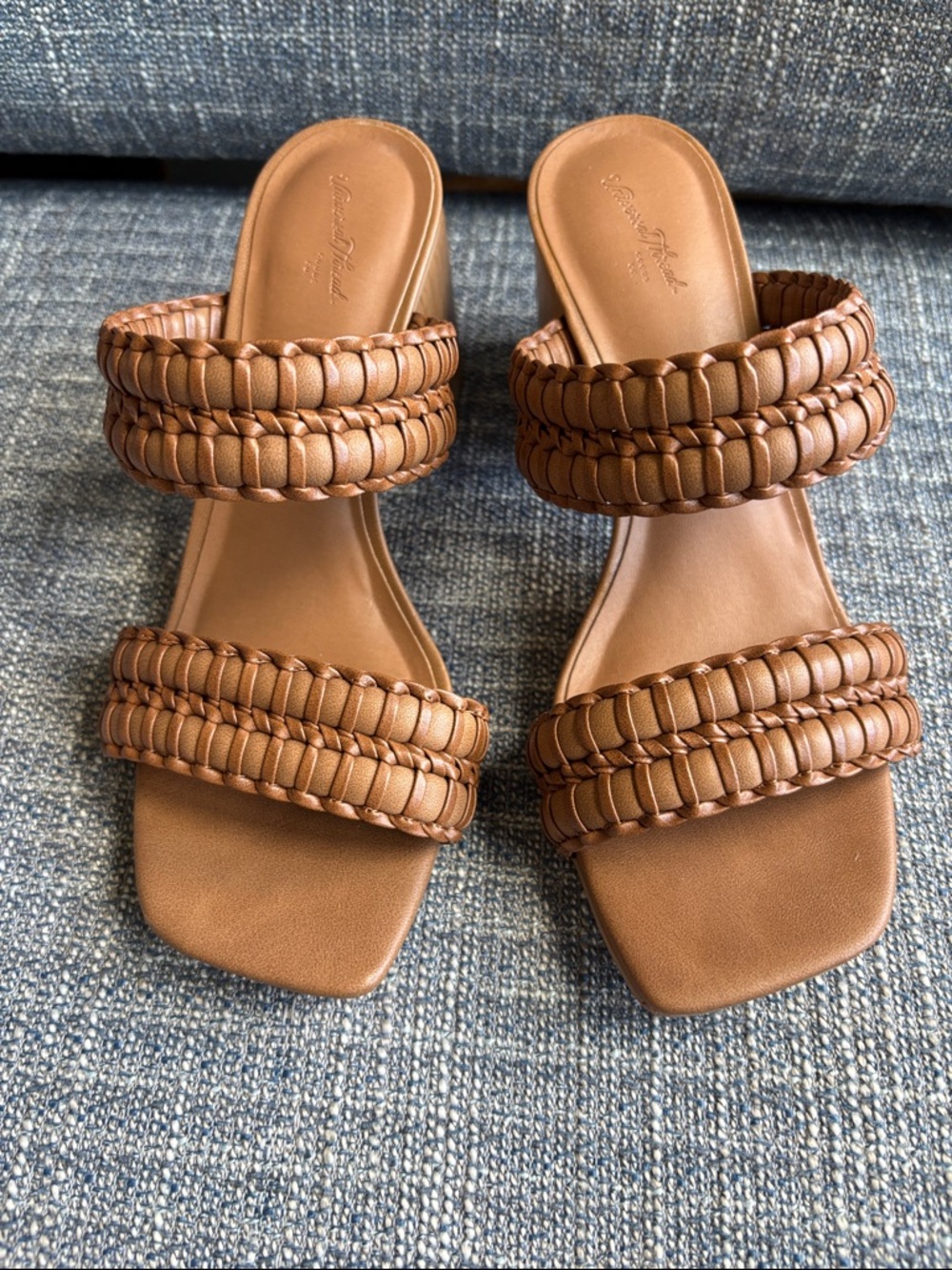 Braided Double-Strap Tan Block Heel Mule 6.5 - Picture 4 of 9